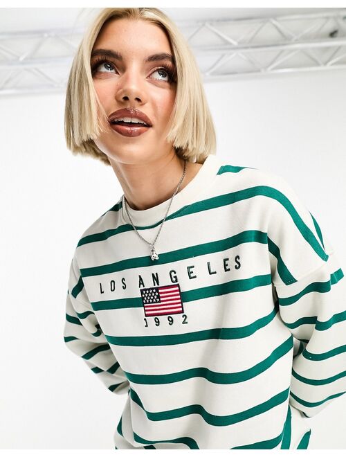 Daisy Street relaxed sweatshirt in stripe LA graphic