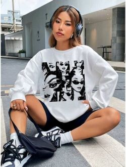 EZwear Figure Graphic Drop Shoulder Sweatshirt