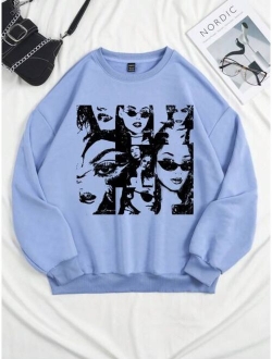 EZwear Figure Graphic Drop Shoulder Sweatshirt