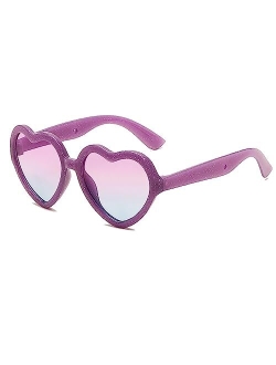 JINHUIBBA Kids Heart Sunglasses jelly color Fashion Girls Heart Shaped Sunglasses Cute Vintage Look UV400 Protection