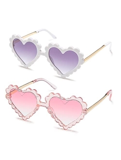 Braylenz Heart Shaped Anti-UV Kids Sunglasses, Toddler Baby Girl Boy Eyewear Glasses for Party Photography Outdoor Beach