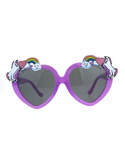 Sa106 Children Size Girls Rainbow Unicorn Heart Shape Sunglasses