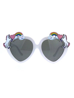 Sa106 Children Size Girls Rainbow Unicorn Heart Shape Sunglasses