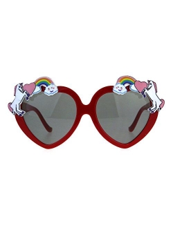 Sa106 Children Size Girls Rainbow Unicorn Heart Shape Sunglasses