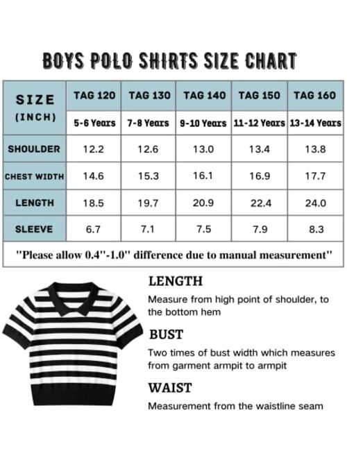 Coutgo Boys' and Toddler Striped Polo Shirt Short Sleeve Soft Knit Sweater for Kids, 5-14 Years