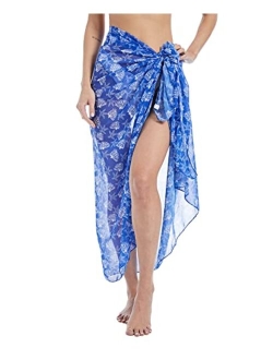 MissShorthair Womens Chiffon Beach Pareos Sarong Sheer Swimsuit Cover Ups Swimwear Bikini Wrap