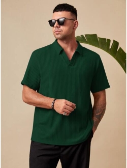 Manfinity Homme Men Solid Ribbed Knit Polo Shirt