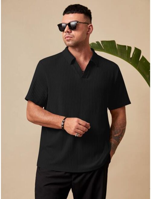 Manfinity Homme Men Solid Ribbed Knit Polo Shirt