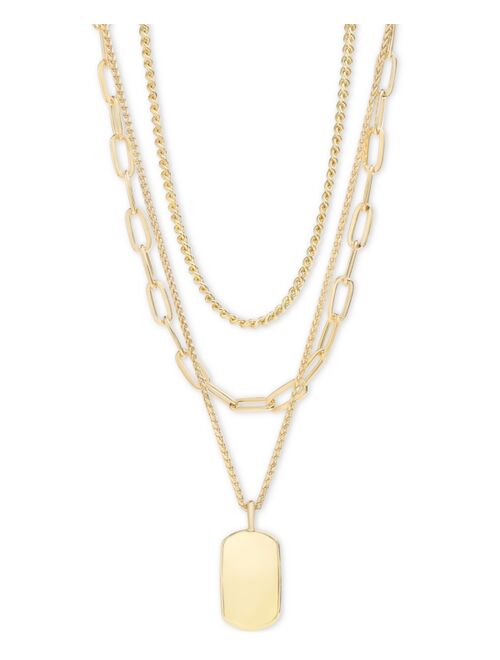 On 34th Gold-Tone 3-Row Chain Pendant Necklace, 16" to 19" + 2" extender, Created for Macy's