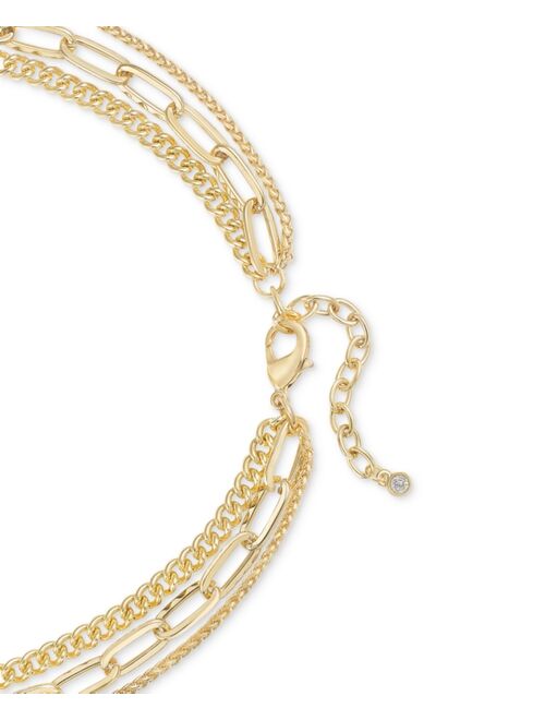 On 34th Gold-Tone 3-Row Chain Pendant Necklace, 16" to 19" + 2" extender, Created for Macy's