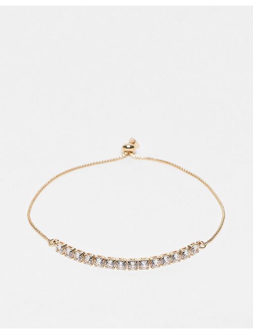 ASOS DESIGN bracelet with cubic zirconia cupchain in gold tone