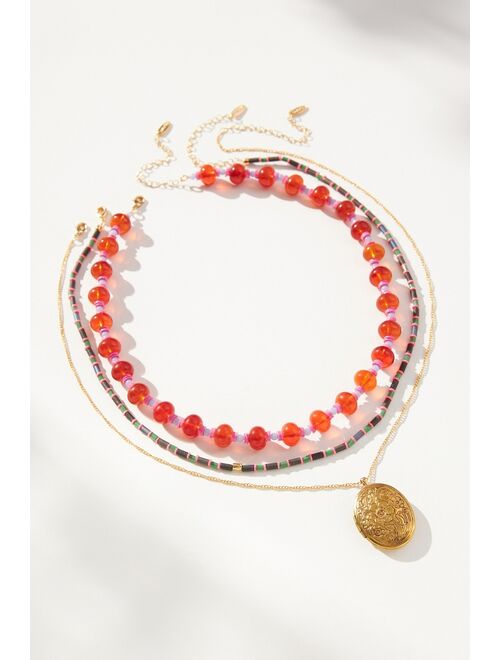 By Anthropologie Camp Icon Beaded Necklaces, Set of 3