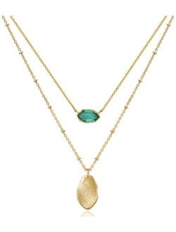 OZEL JEWELRY & GIFT Layered Gold Necklaces for Women - Crystal Colorful Delicate Cutting Pendant Necklace - 18K Gold Plated - Birthday Gifts (Made in Korea)