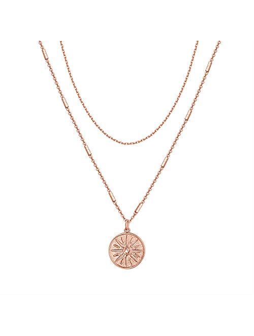 PAVOI 14K Gold Plated Layering Necklaces | Stylish Minimalist Design Pendant Necklaces | Bar, Lotus, Disc, Dog Tag, Horizontal Bar Pendants for Women