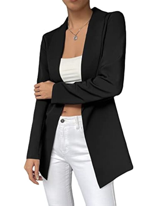 WDIRARA Women's Graphic Double Breasted Elegant Open Front Lapel Blazer Jacket