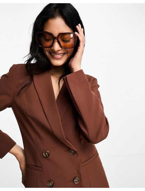 Miss Selfridge oversized double breasted blazer in brown