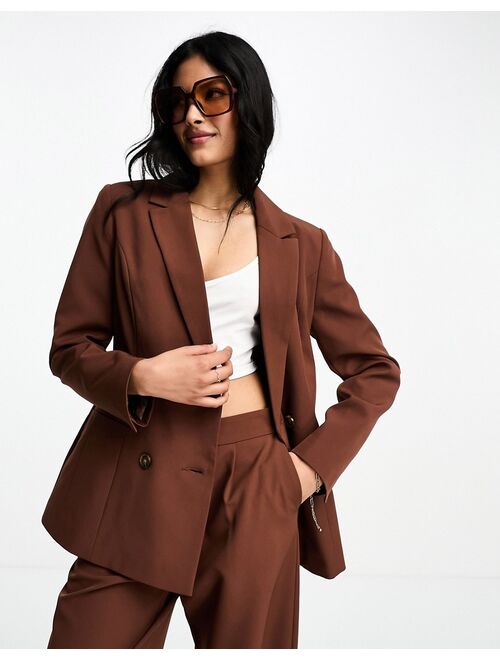 Miss Selfridge oversized double breasted blazer in brown