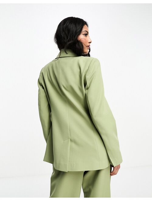 Miss Selfridge oversized double breasted blazer in khaki