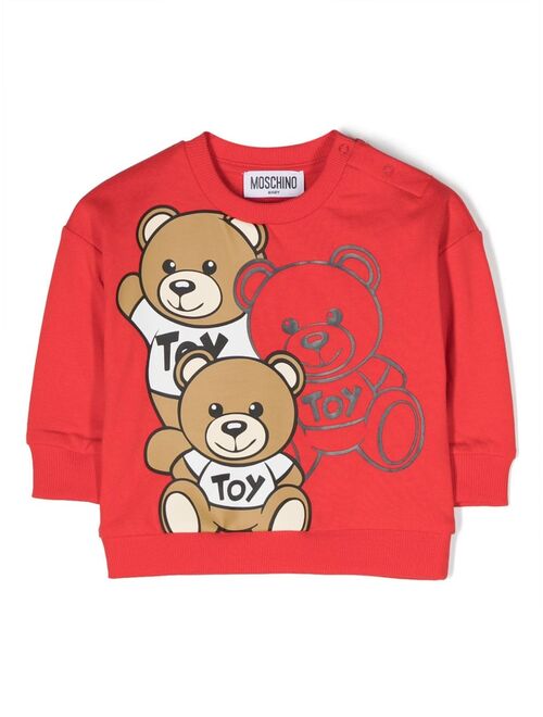 Moschino Kids Leo Tedd- print cotton sweatshirt