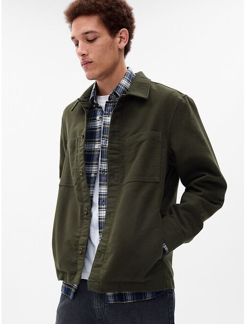 Gap Cotton Solid Long Sleeve Moleskin Pocket Shirt