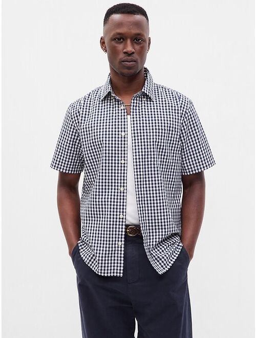 Gap Cotton Solid Button Down Short Sleeve Relaxed Fit Poplin Shirt