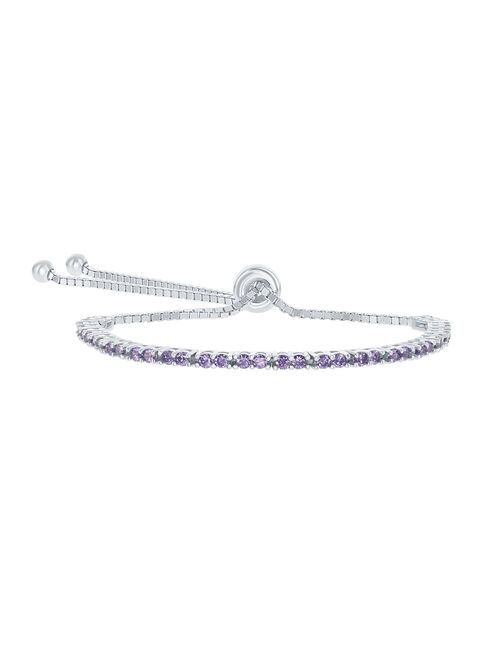 Unbranded Sterling Silver 2mm Birthstone Bracelet