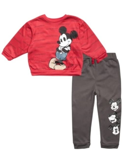 Baby Boys Mickey Mouse Jogger Set Fleece Sweatshirt and Sweatpants (Baby/Toddler/Kids)