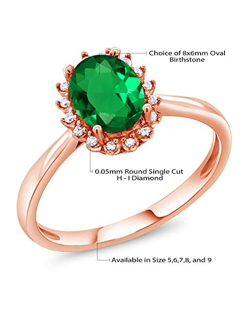 Gem Stone King 10K Rose Gold Build Build Your Own Customized and Personalized Gemstone Birthstone and Diamond Halo Engagement Ring For Women (1.55 Cttw, Available In Size