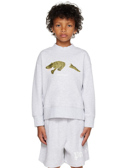 PALM ANGELS Kids Gray Croco Sweatshirt