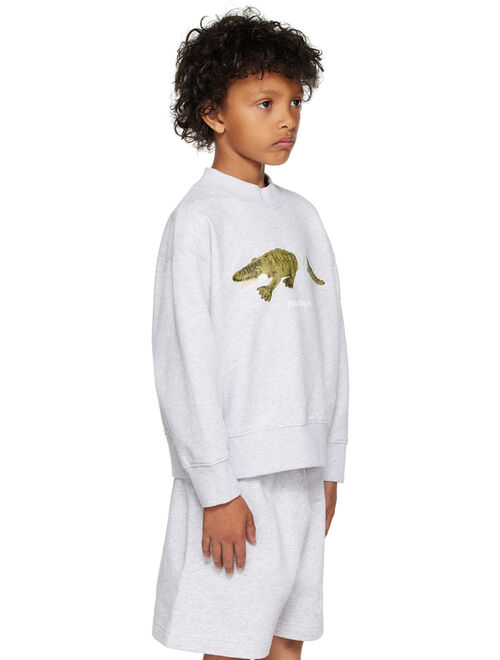 PALM ANGELS Kids Gray Croco Sweatshirt