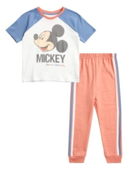 Boys' T-Shirt and Fleece Jogger Set: Mickey Mouse & Lion King Pants Set (12M-7)