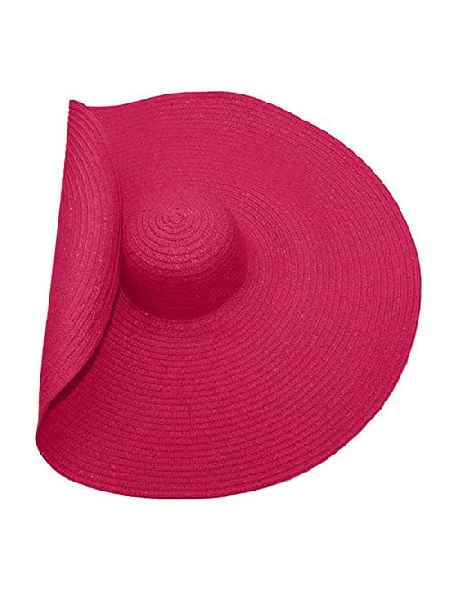 Tianyaoutdoor Oversized Beach Straw Hats for Women Extra Large Wide Brim Beach Hat Foldable Roll up Floppy Sun Hat Summer Outdoor