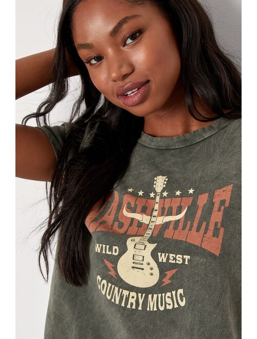 Lulus Nashville Wild West Washed Grey Cropped Graphic Tee