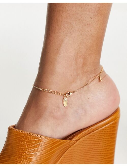 Orelia daisy drop chain anklet in gold tone