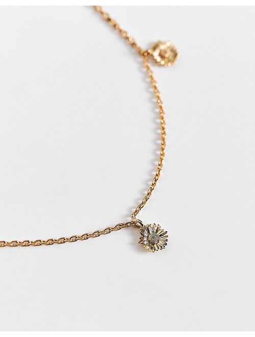 Orelia daisy drop chain anklet in gold tone