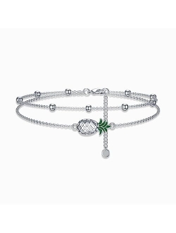 Shusukue Ankle Bracelets For Women Sterling Silver Beach Foot Chain Pineapple/Infinity/SeaTurtle/Starfish/Lotus/Dragonfly/Highland Cow/Butterfly Ankle Bracelets For Women