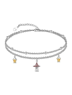 CHIC & ARTSY CHIC ARTSY Dainty Anklets S925 Sterling Silver Summer Layered Anklet Bracelet Adjustable Multilayer Beach Anklet Bracelet Foot Jewelry for Women 10-11 Inches