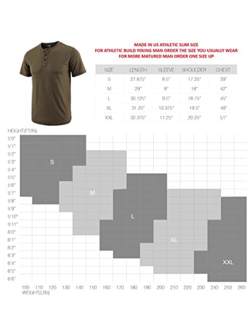 Estepoba Men's Casual Basic Solid Vintage Slim Fit Short Sleeve Workout Gym Golf Henley T Shirts