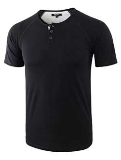 Estepoba Mens Casual Lightweight Raglan Short Sleeve Athletic Active Baseball Henley T Shirts