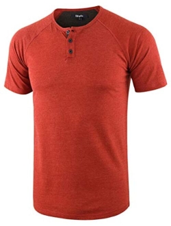 Estepoba Mens Casual Lightweight Raglan Short Sleeve Athletic Active Baseball Henley T Shirts