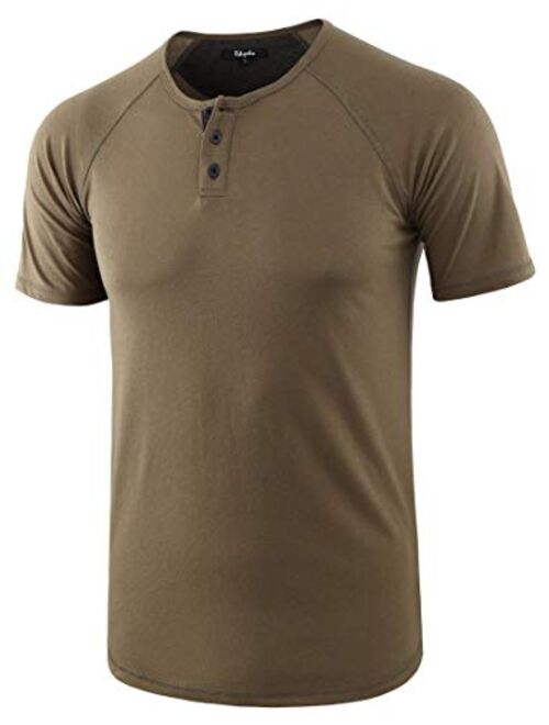 Estepoba Mens Casual Lightweight Raglan Short Sleeve Athletic Active Baseball Henley T Shirts