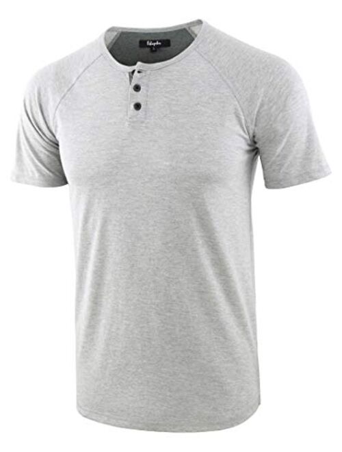 Estepoba Mens Casual Lightweight Raglan Short Sleeve Athletic Active Baseball Henley T Shirts