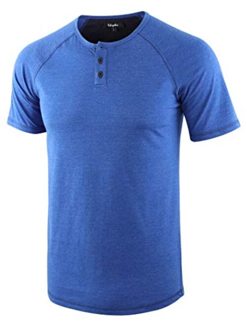 Estepoba Mens Casual Lightweight Raglan Short Sleeve Athletic Active Baseball Henley T Shirts