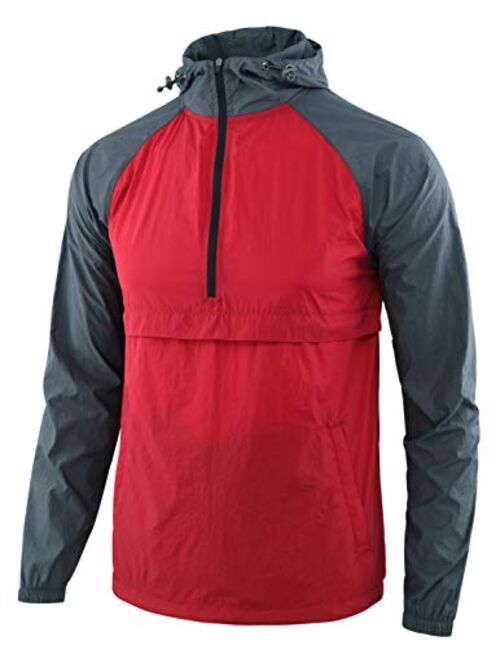 Estepoba Men's Lightweight Waterproof Active Sports Zip Hoodie Rain Jacket Anorak Windbreaker