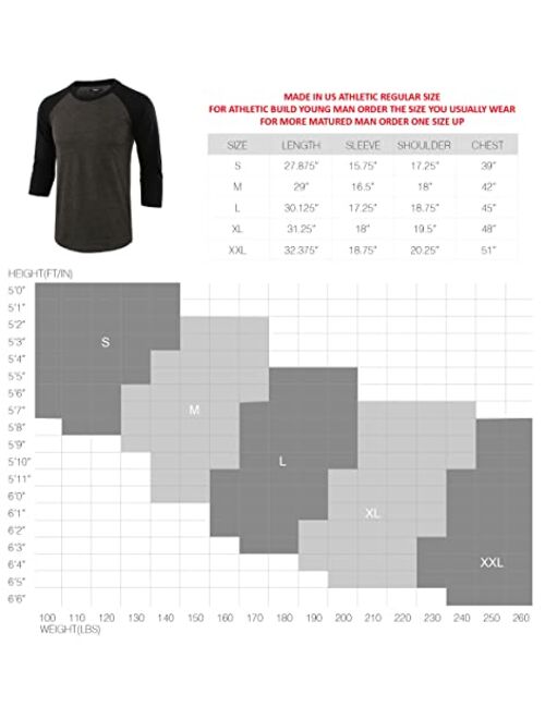 Estepoba Men's Casual Basic Vintage 3/4 Raglan Sleeve Jersey Active Sports Baseball Tee Shirts