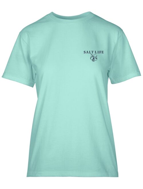 SALT LIFE Women's Loungin Hibiscus Cotton Graphic T-Shirt