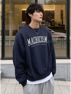 Men Cotton Letter Graphic Drop Shoulder Pullover Without Tee