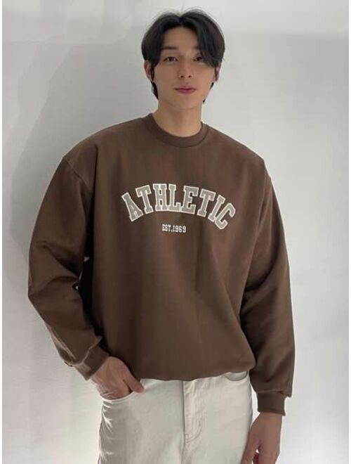 DAZY Men Cotton Letter Graphic Drop Shoulder Pullover