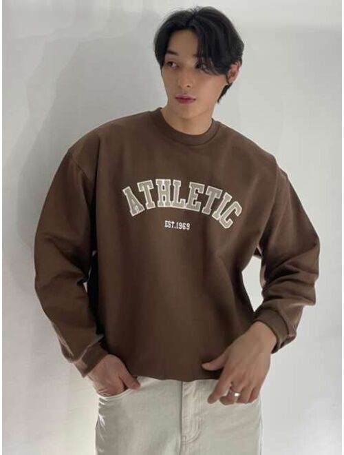 DAZY Men Cotton Letter Graphic Drop Shoulder Pullover