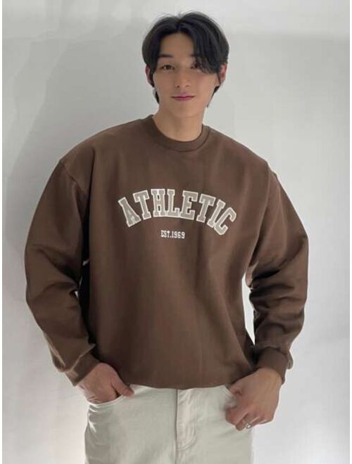 DAZY Men Cotton Letter Graphic Drop Shoulder Pullover